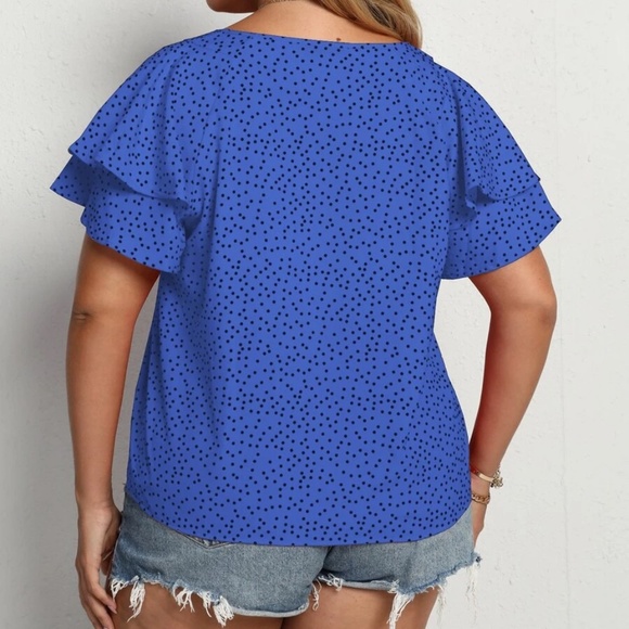 Plus Polka Dot butterfly Sleeve Top - Picture 10 of 10